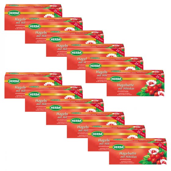 Herba Hagebuttentee mit Hibiskus fruchtig 25 Beutel 50g 12er Pack 