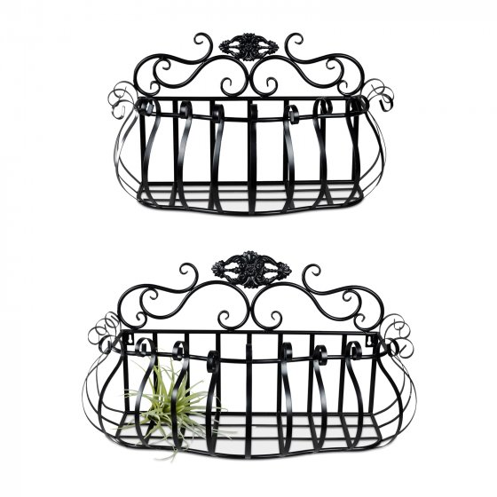 Wandkörbe 2er-Set aus Metall Schwarz 