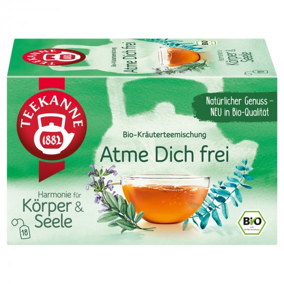 Teekanne Bio Atme Dich frei mit Fenchel Salbei und Eukalyptus 18 Beutel 