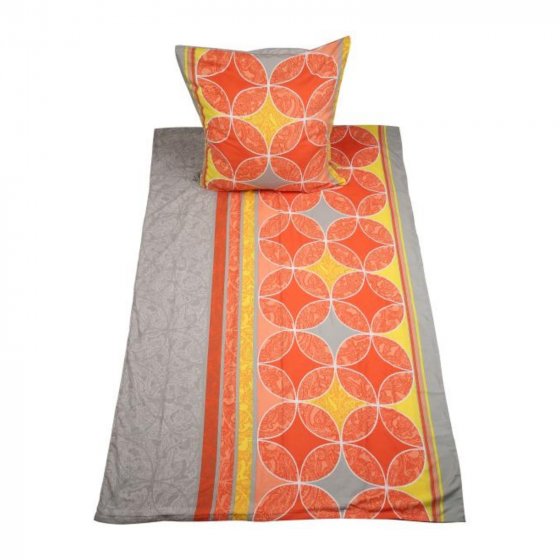Bettwäsche 2-teiliges Set 135 x 200 Grau mit Orange 
