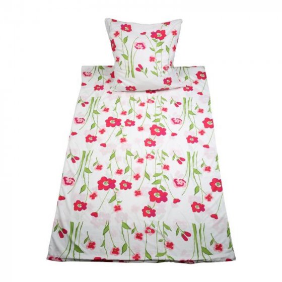 Bettwäsche 2-teiliges Set 135 x 200 Rote Wiesenblumen 