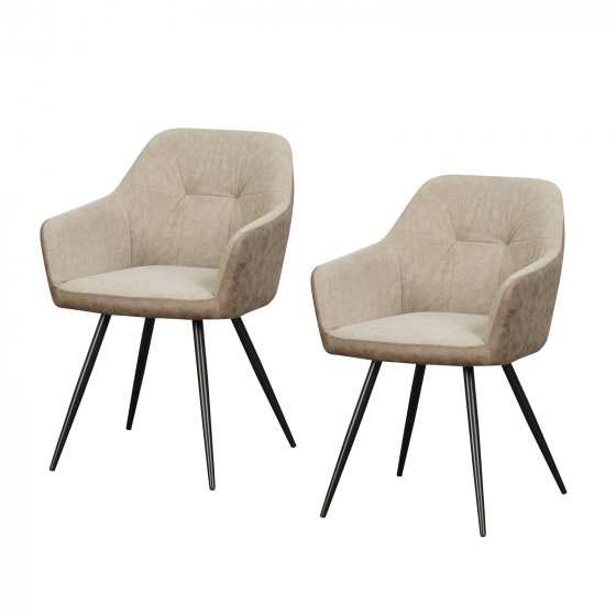 Esszimmerstuhl 2er Set Antikbraun/Taupe Joschka 