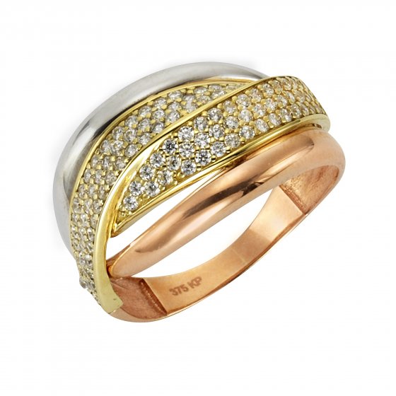 Ring 375 Gold dreifarbig Zirkonia 
