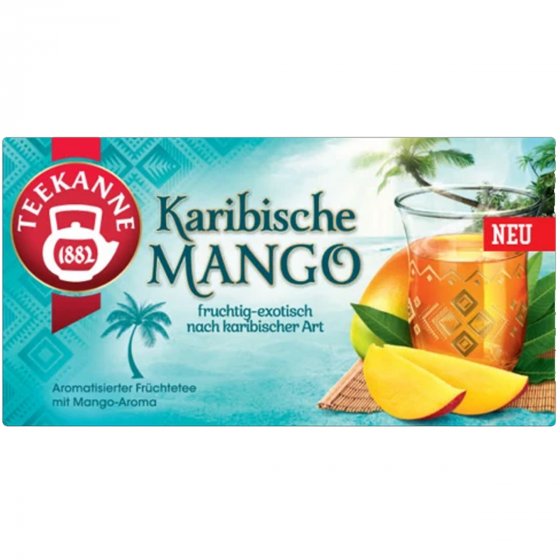 Teekanne Karibische Mango exotischer Früchtetee mit 20 Teebeutel 45g 