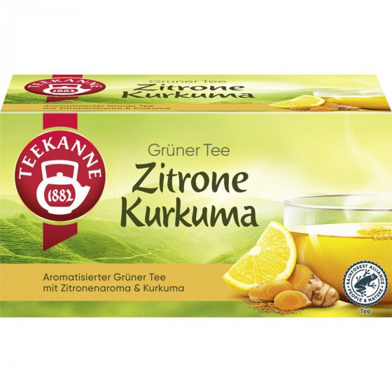 Teekanne Grüner Tee Zitrone Kurkuma erfrischend mit 20 Teebeutel 35g 