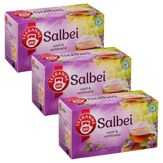 Teekanne natürlicher Salbeitee 20 Doppelkammerbeutel 30g 3er Pack 