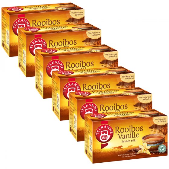 Teekanne Rooibos Vanille Tee aromatisiert mit Vanillearoma 6er Pack 