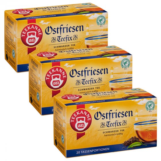Teekanne Ostfriesen Teefix Schwarzer Tee harmonisch 30g 6er Pack 