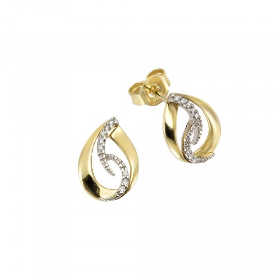 Ohrringe Gold 585 zweifarbig mit 16 Brillanten zus. 0,06ct. 