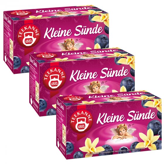 Teekanne Kleine Sünde Früchtetee Heidelbeer Vanille Aroma 60g 3er Pack 