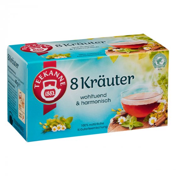 Teekanne 8 Kräuter Kräutergartenmischung Teegetränk 20 Teebeutel 40g 