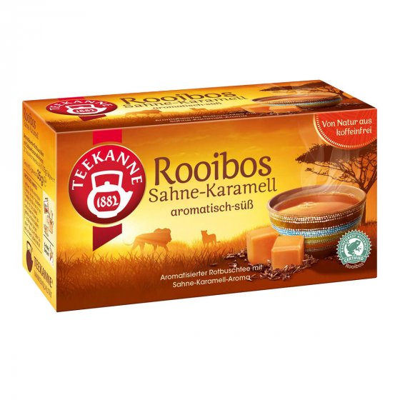 Teekanne Rooibos Sahne Karamell Geschmack 20 Doppelkammerbeutel 35g 