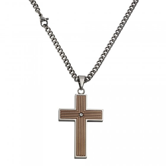 Anhänger mit Kette Edelstahl Kreuz 