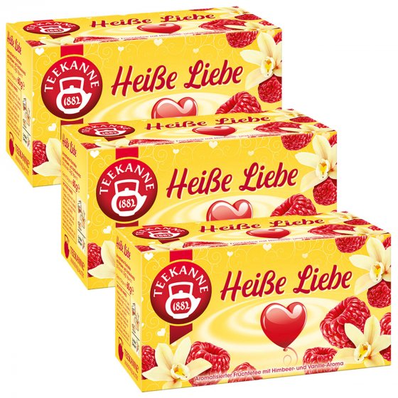 Teekanne Heiße Liebe mit Himbeer und Vanillearoma 45g 3er Pack 