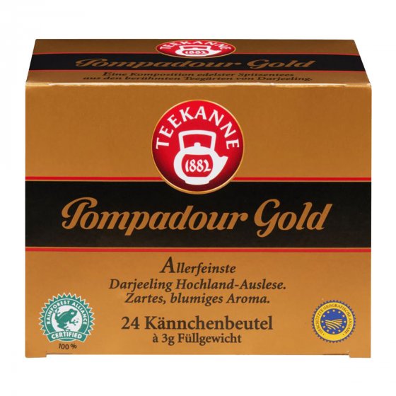 Teekanne Pompadour Gold zartes blumiges Aroma Schwarztee 72g 