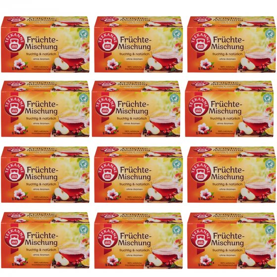 Teekanne Früchte Mischung Früchtetee fruchtig natürlich 60g 12er Pack 