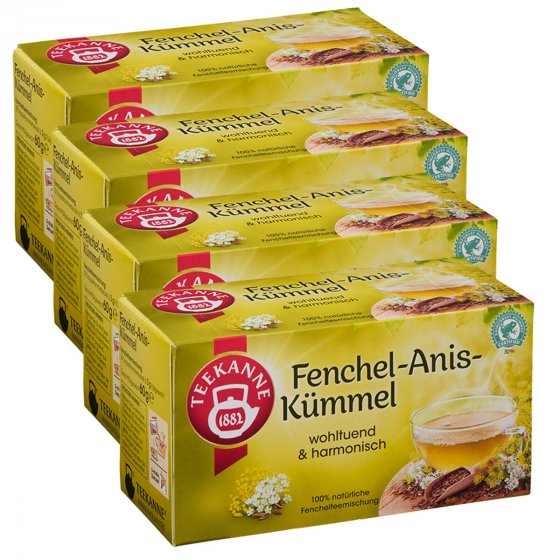 Teekanne Fenchel Anis und Kümmel aromatisch und würzig 60g 4er Pack 