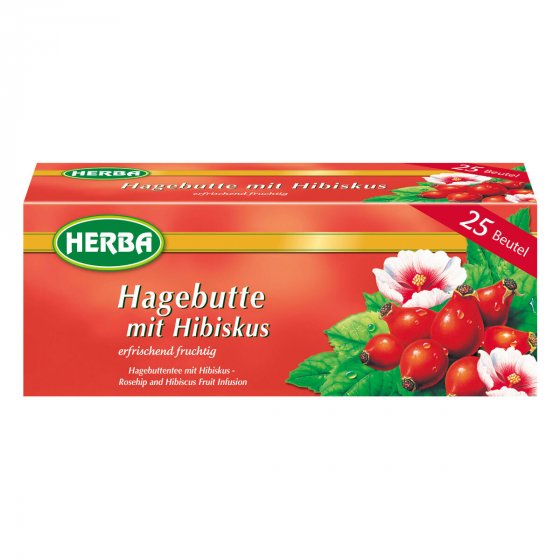 Herba Hagebuttentee mit Hibiskus erfrischend fruchtig 25 Beutel 50g 