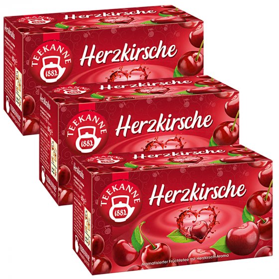 Teekanne Herzkirsche Aroma Tee Romantik Früchtetee 45g 3er Pack 