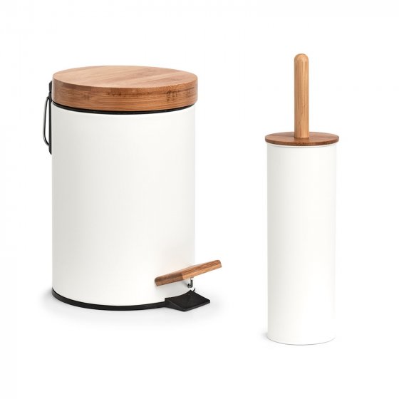 Kosmetikeimer und WC-Bürste Weiß Scandi 