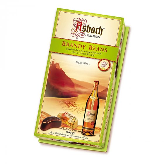 Asbach Pralinen Bohnen Packung gefüllt mit Asbach Brandy 200g 