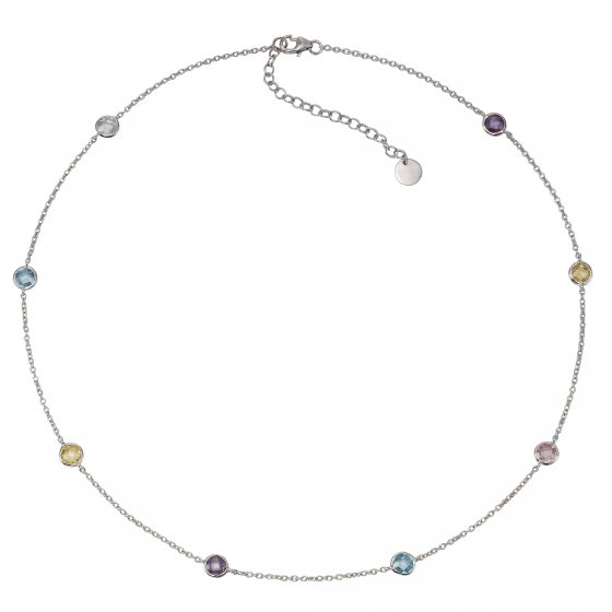 Halskette 925 Silber rhodiniert mit Zirkonia bunt 