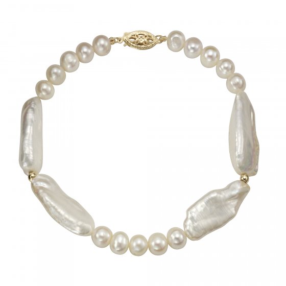 Armband Gold 585 Perle weiß 6-7mm 