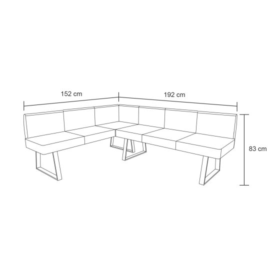 Eckbank 152 x 192 cm Vemal kurzer Schenkel links 