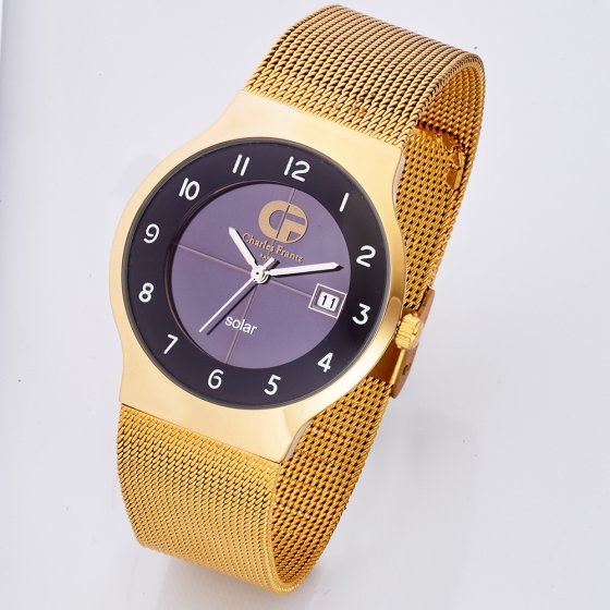 Flache Solar-Armbanduhr „Gold” 