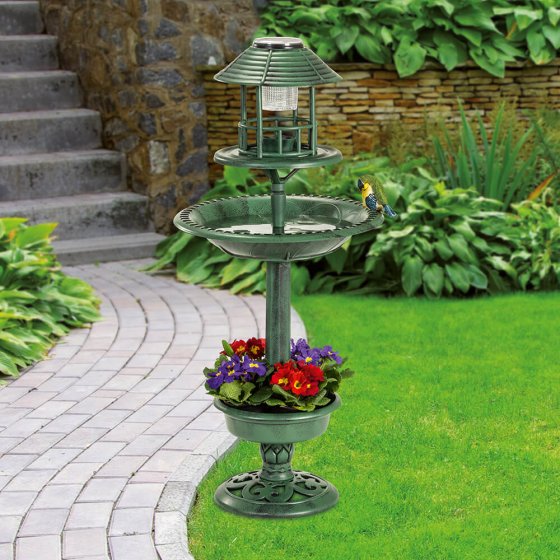 Solar-Vogelstation mit Pflanzschale
