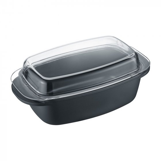 Aluguss-Unibräter mit Glasdeckel 32 x 21 cm 