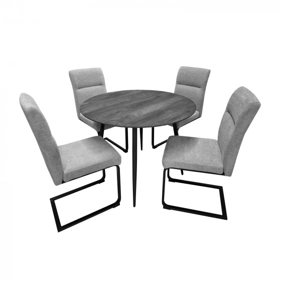 Sitzgruppe Liron Tisch und 4 Schwingstühle Grau 