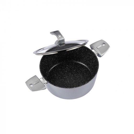 Bratentopf mit Deckel Metallic Silber 20 cm 