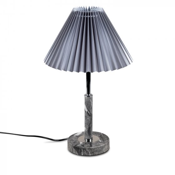 Tischlampe Grau Plissee Schirm 