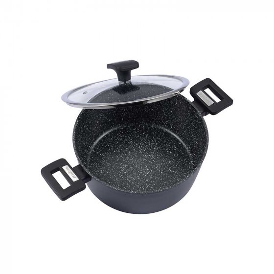 Bratentopf mit Deckel Marble Black 20 cm 