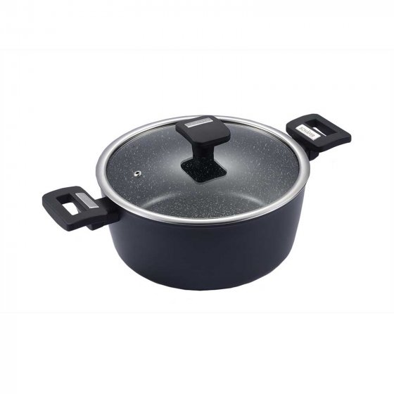 Bratentopf mit Deckel Marble Black 24 cm 