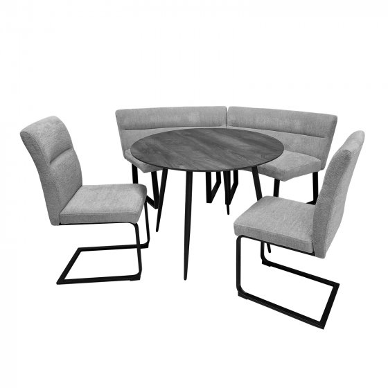 Sitzgruppe Liron Tisch mit Eckbank und 2 Stühlen Grau 