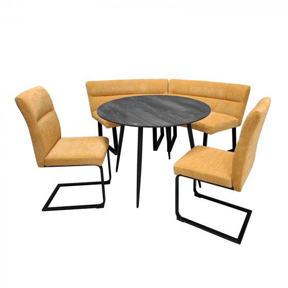 Sitzgruppe Liron Tisch mit Eckbank und 2 Stühlen Gelb 