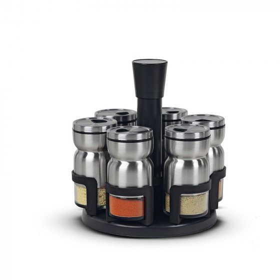 Gewürzständer 7 teiliges Set Silber 6 Gläser 1 Ständer 