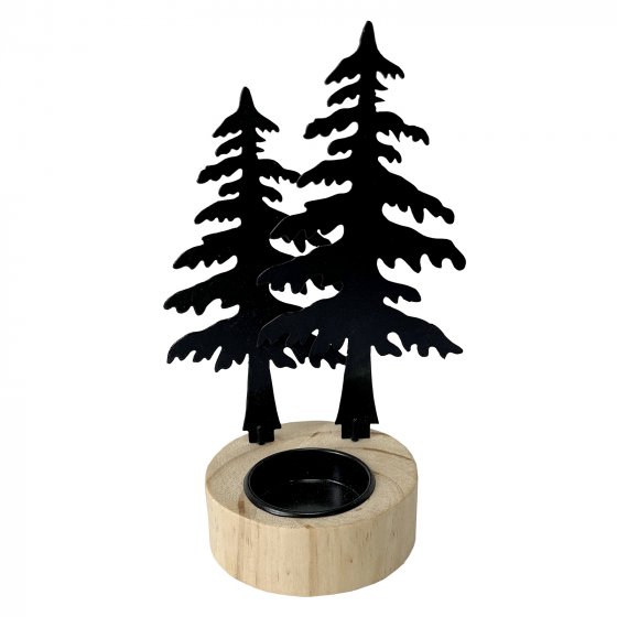 Teelichthalter Wald Schwarz 