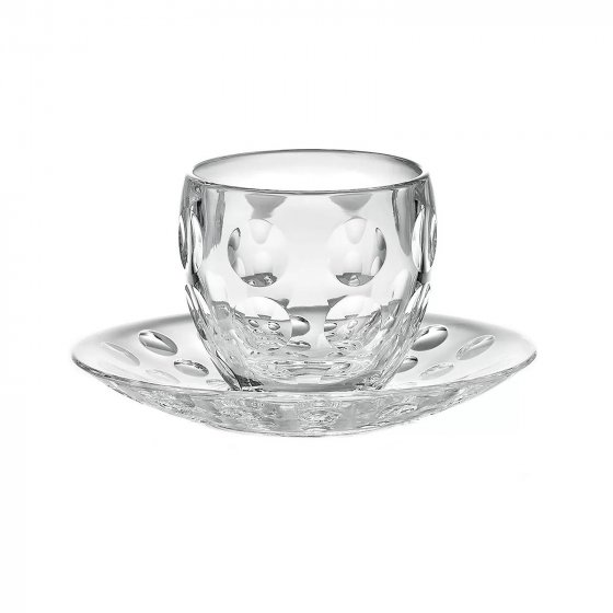 Tasse mit Untertasse, Kunststoff transparente Punkte 