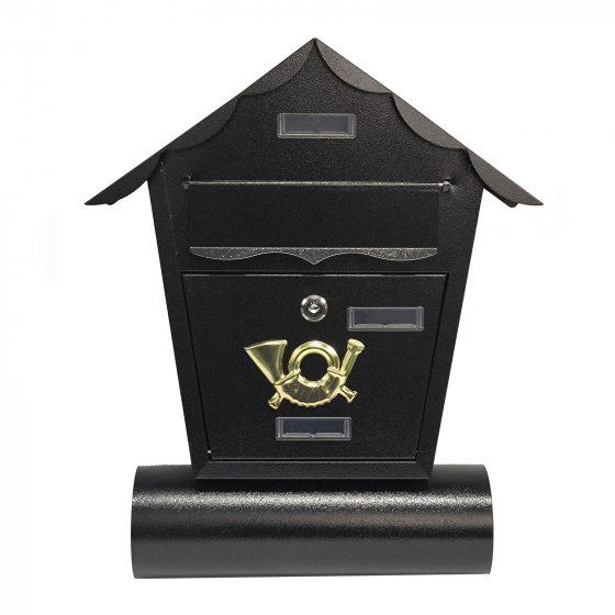 Briefkasten Amin Schwarz mit Zeitungsrolle 