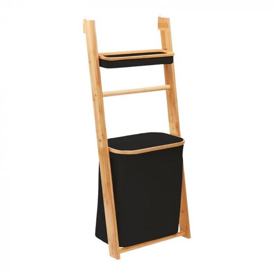 Wäschesammler mit Standregal Schwarz