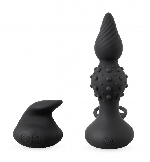 vibrierender Analplug RC Butt Plug with Cock & Ball Rings 