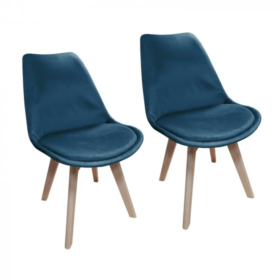 Stuhl Atlanta Velvet Uni 2er-Set Blau
