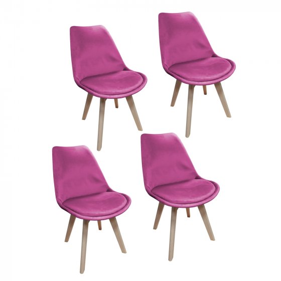 Stuhl Atlanta Velvet Uni 4er-Set Pink