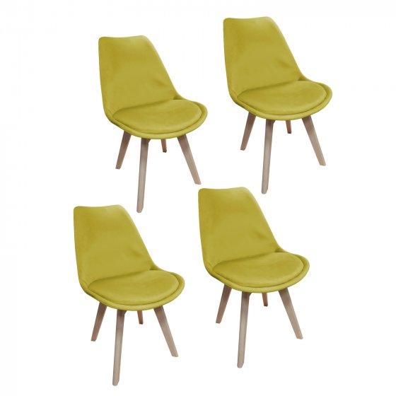 Stuhl Atlanta Velvet Uni 4er-Set Gelb