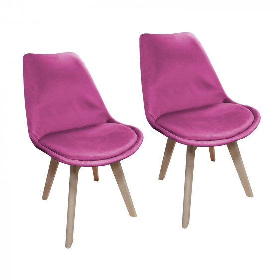 Stuhl Atlanta Velvet Uni 2er-Set Pink