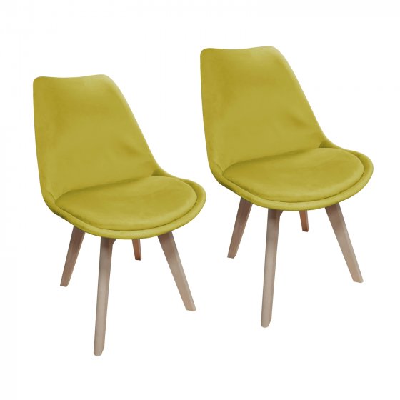 Stuhl Atlanta Velvet Uni 2er-Set Gelb