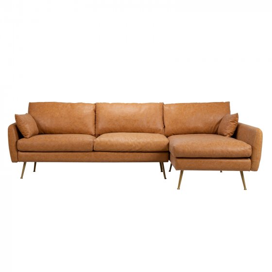 Ecksofa Antonius Kunstleder Braun rechts